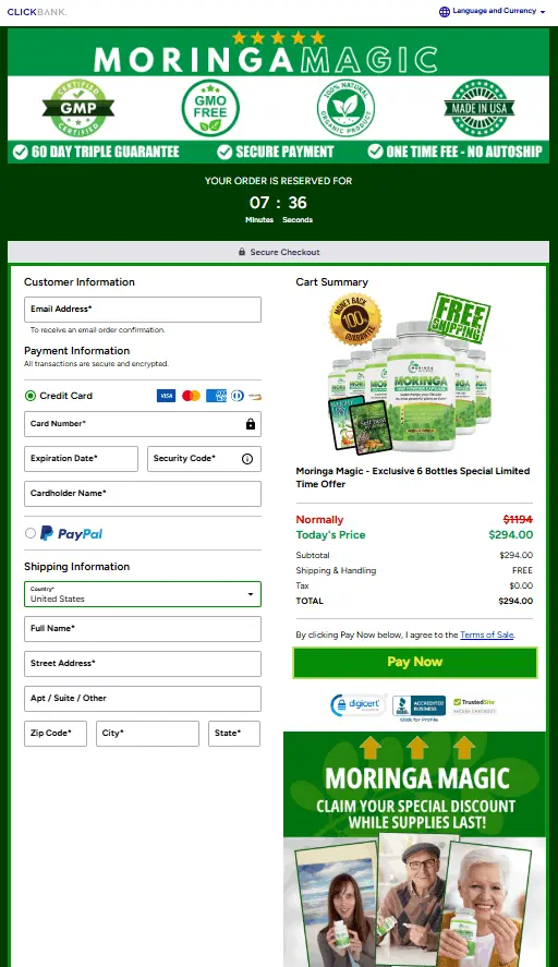 Moringa Magic Checkout Page